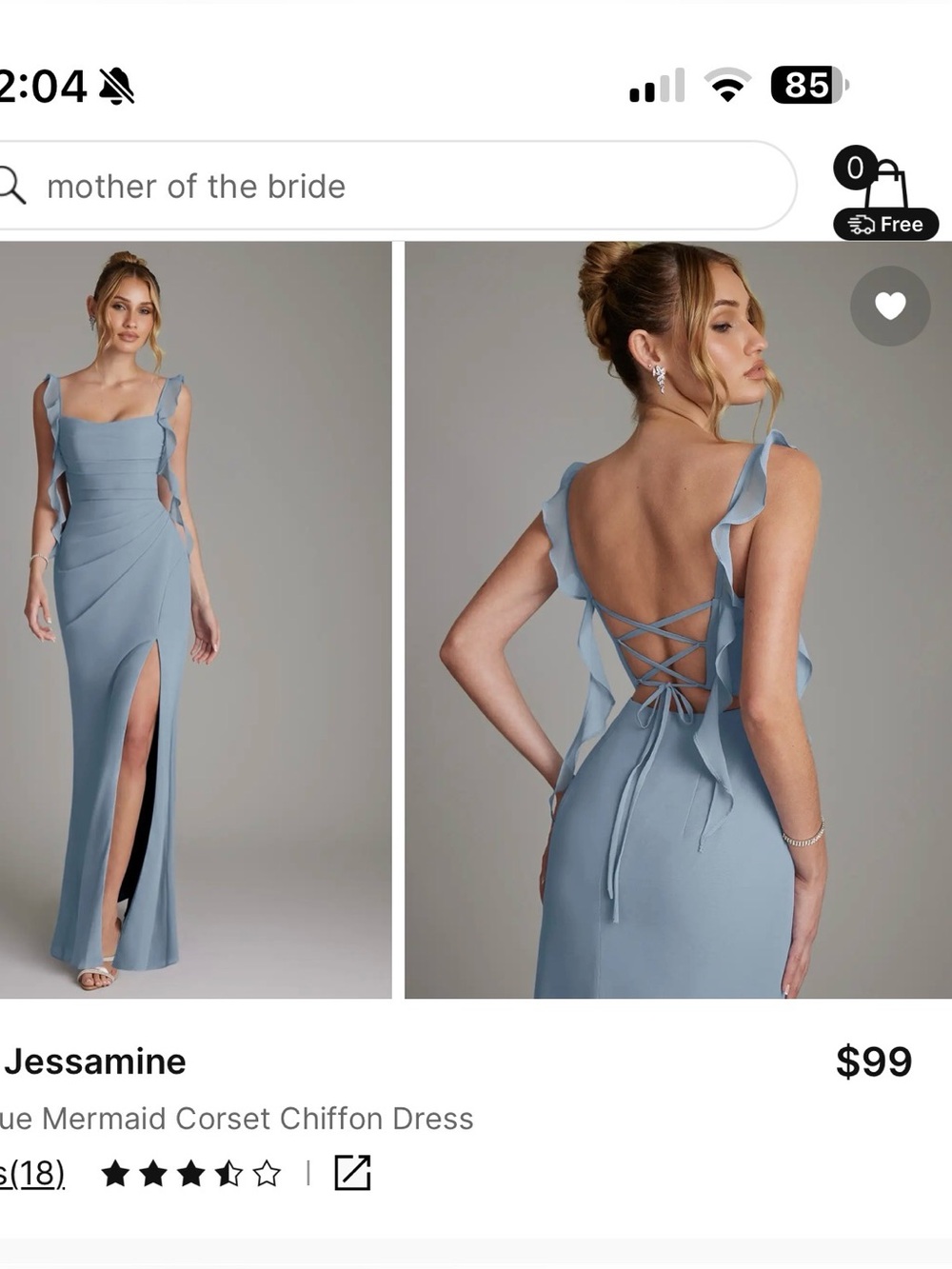 Azazie Jessamine Dusty Blue A8